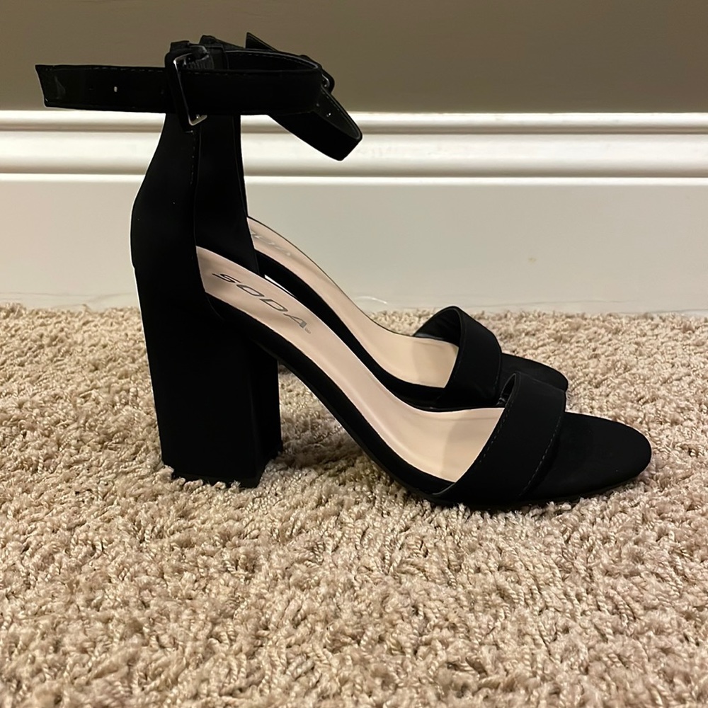 New Soda Black block heels